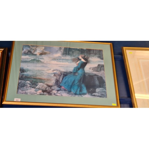 601 - John William Waterhouse (1849-1917) Miranda The Tempest. Framed print. 74cm x 62cm