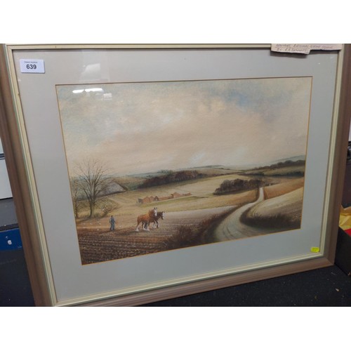 368 - R A Bennett, Watercolour titled 'Winter Furrows' of Watergate Lane, Newport, signed and framed 63 x ... 