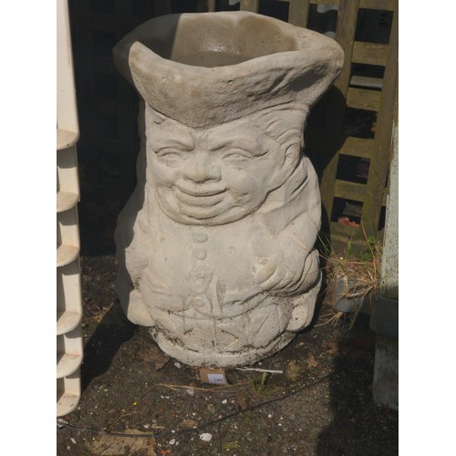 10 - Toby Jug - deep concrete planter / umbrella stand. H42cm W28cm