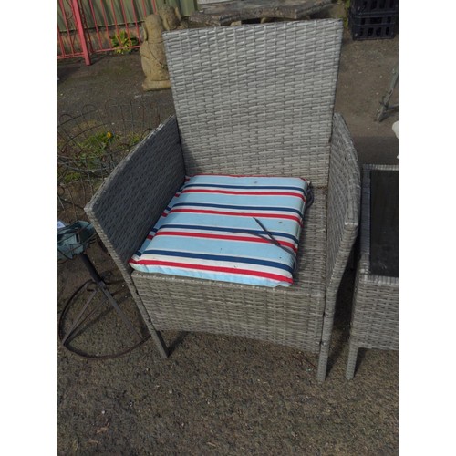 123 - Garden rattan set of 2 chairs with small table