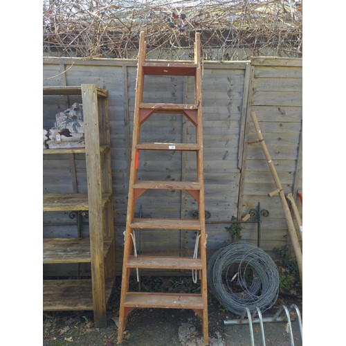 32 - Decorative wooden step ladder. Appears to have some worm damage.