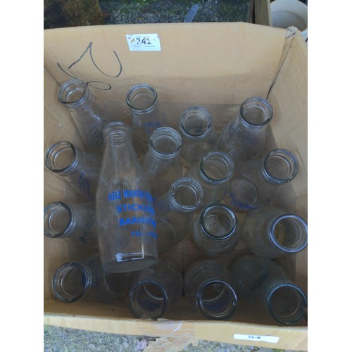 54 - 3 boxes of branded and vintage bottles inc Pepsi Cola & sticklepath farm milk bottles