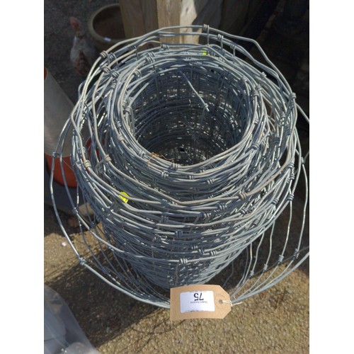 75 - Roll of galvanised sheep wire. Length unknown, H82cm