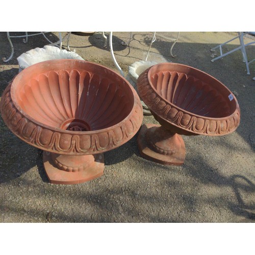 89 - Pair of plastic pedestal planters. H45cm D55cm