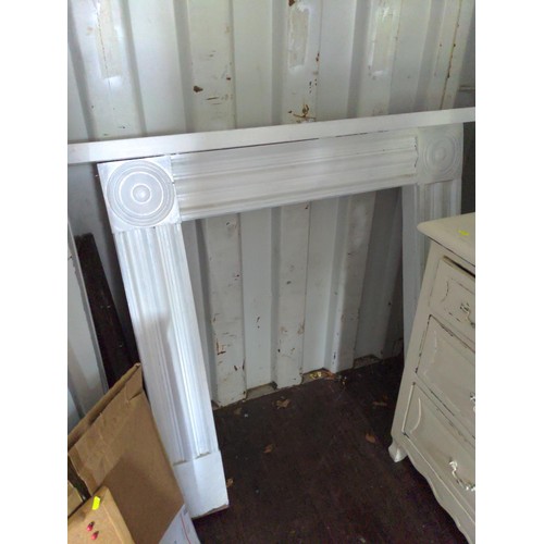 329 - Painted wooden fire surround, 137 x 18.5 x ht 115 cms