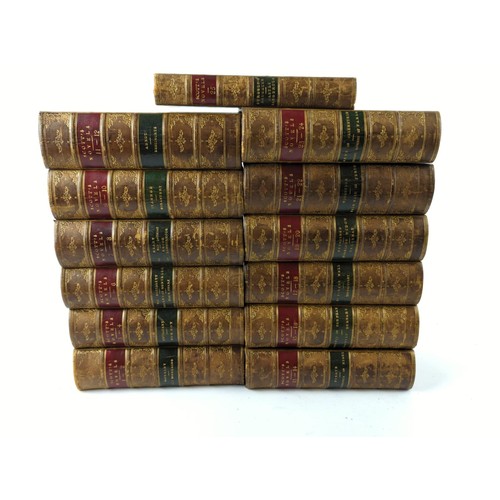 386 - Full set of 25 Vols, bound as 13, of Walter Scott's novels