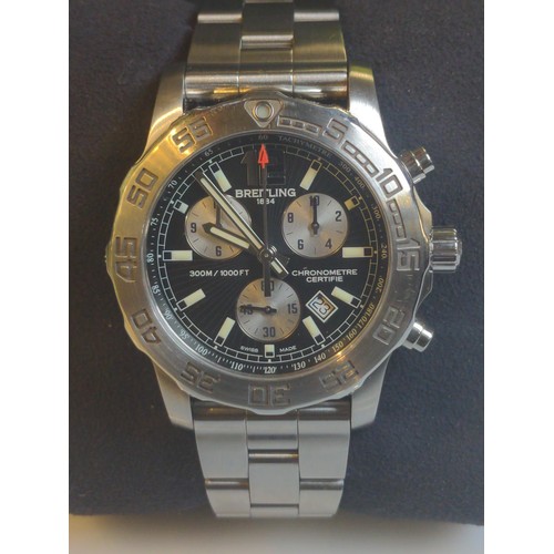 546 - Breitling Colt Chronograph II serial #1497089 with original leather box, hard case, additional links... 