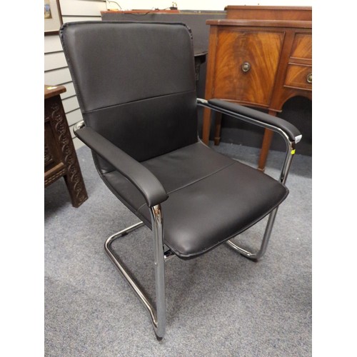 684 - Chrome & leatherette office style chair.