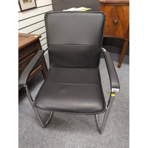 684 - Chrome & leatherette office style chair.