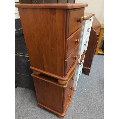 690 - 2 x 3 drawer pine bedside units. 47cm wide x 39cm deep x 60cm high