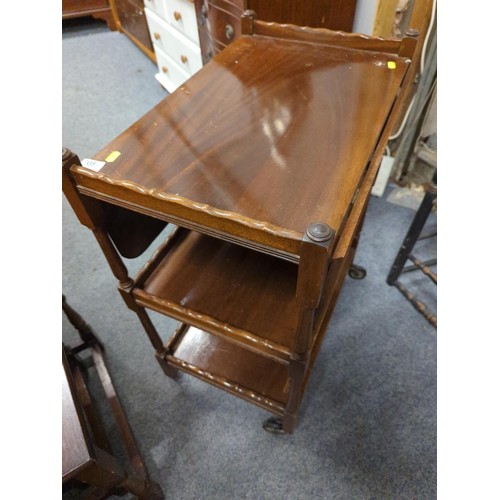 705 - Drop leaf 3 tier hostess trolley.