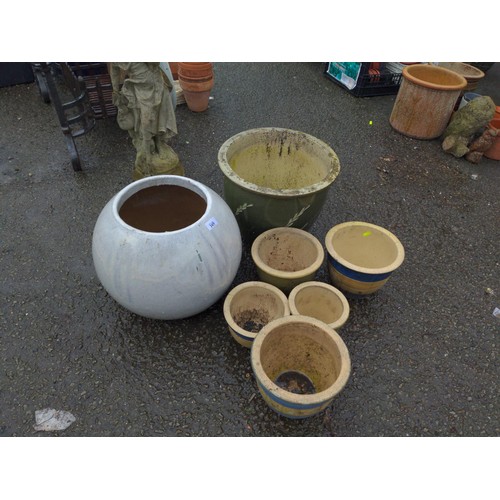 149 - 7 various glazed pots Largest H37cm