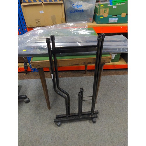 155 - Metal rack/shelf system on casters