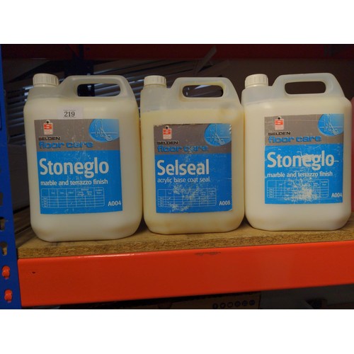 219 - 2x 5L bottles of Stoneglo & 1x 5L bottle of Stoneseal