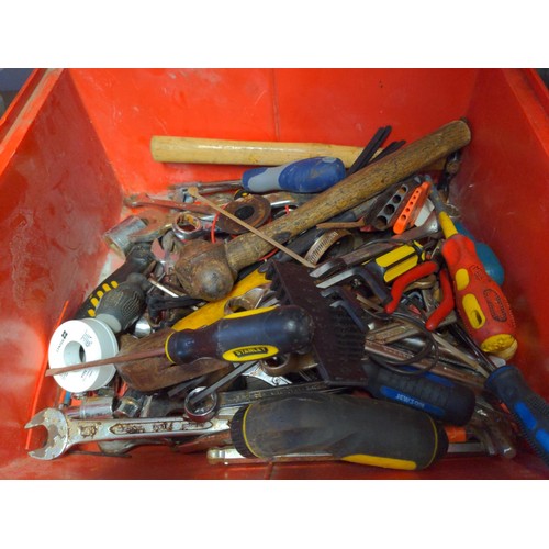 236 - Red tray of tools inc. skeleton gun, spanners etc