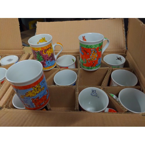 296 - Two boxes of animal themed mugs