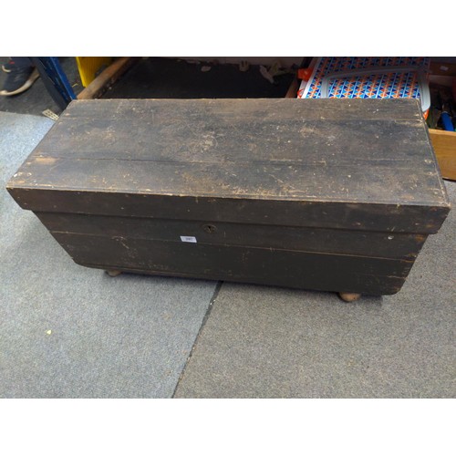 297 - Large wheeled carpenters trunk. W93cm