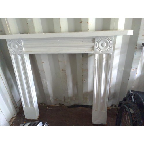 329 - Painted wooden fire surround, 137 x 18.5 x ht 115 cms