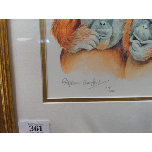 361 - Stephen Grayford Signed Ltd Ed. print of orangutans. 