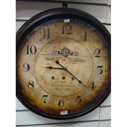 377 - Large Chateau De Chambres, wall clock. 60cm diameter