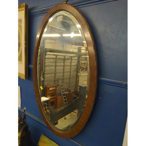 382 - Oval bevelled mirror W52cm X 82cm