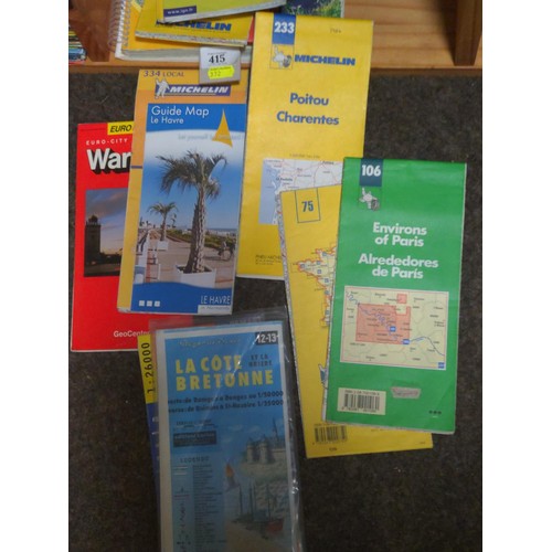 415 - Small collection of maps (some local) and one Atlas Routier of France.