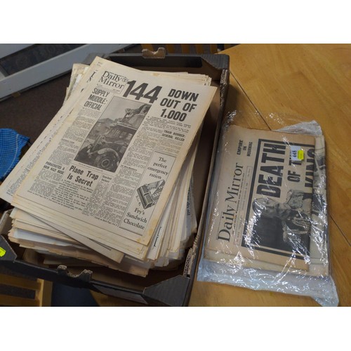 448 - Large collection of pre-war and Second WW newspapers etc.