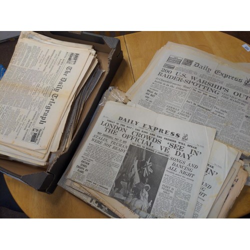 448 - Large collection of pre-war and Second WW newspapers etc.