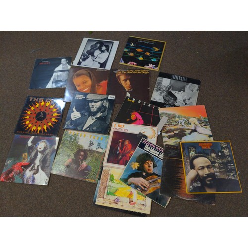 453 - Collection of 18 vinyl long playing albums inc, Nirvana, Led Zepplin, T.Rex, Marvin Gaye, Randy Craw... 