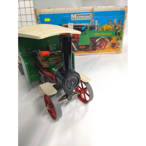 494 - Mamod Steam Wagon in original box with damper and fuel funnel