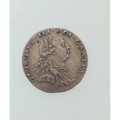 517 - George III 1787 silver sixpence, 3 grams