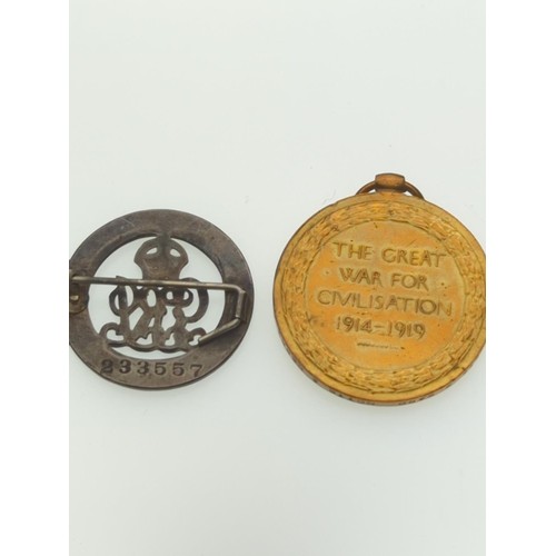 529 - WWI Allied Victory Medal awarded to '30359 PTE. W. Ward. Notts & Derby. R.' & a For King And... 