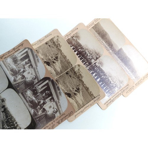 538 - Collection of eight military stereoscope cards, including WWI and C19th American