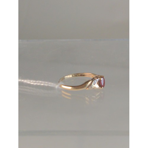 561 - 9ct gold, garnet & diamond ring, size Q, gross weight 1.73 grams