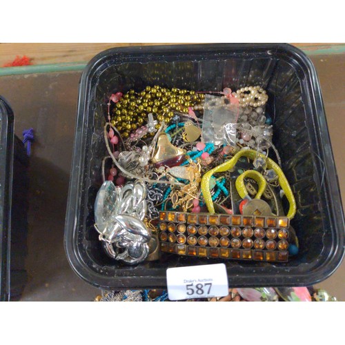 587 - Two tubs of costume jewellery