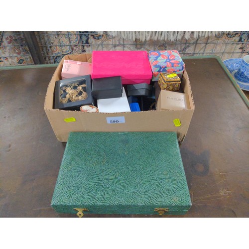 590 - Box of costume jewellery etc.