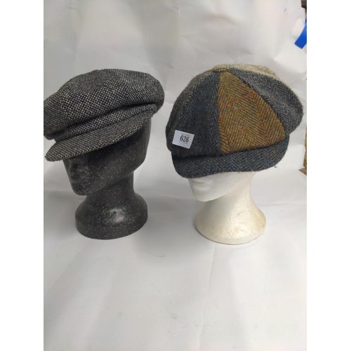 626 - Two mens caps, one Harris tweed and one other, size 57 and 58