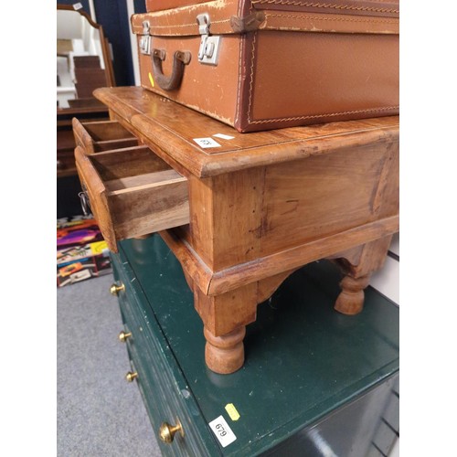 678 - Small Mexican pine low table with two drawers W59 D 39 H 36cm