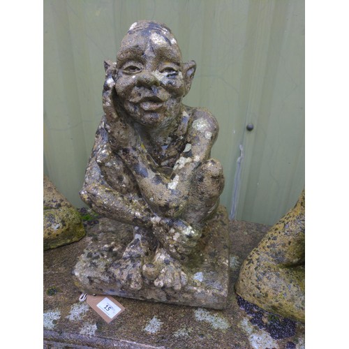 1D - 3x gargoyle garden features. Tallest H42cm