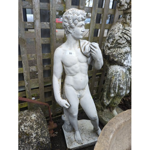 1F - Concrete garden statue of a male H72cm