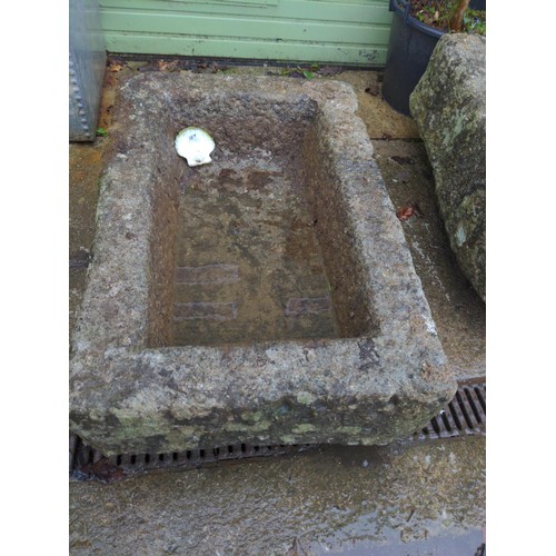 1J - Rectangular cut granite trough. L91cm W61cm H31cm. Collected from a 13th Century estate during a cle... 