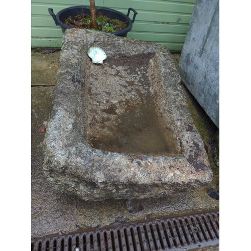 1K - Rectangular granite trough. L88cm W62cm H35cm. Collected from a 13th Century estate during a clearan... 