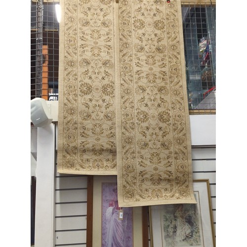 768 - Antiqus cream tone runner rugs x 2 230cm x 60cm