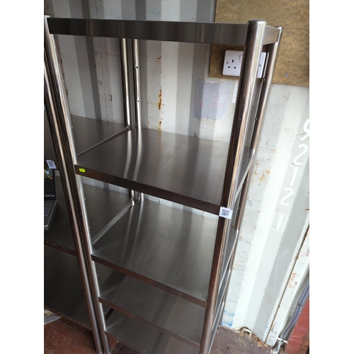 190 - Stainless steel catering 4 tier shelf unit. W61cm D50cm H180cm