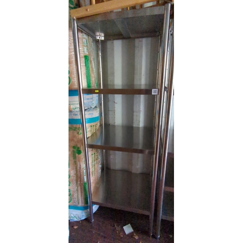 195 - Stainless steel catering 4 tier shelf unit. W61cm D50cm H180cm