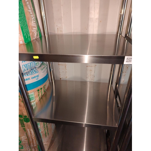 195 - Stainless steel catering 4 tier shelf unit. W61cm D50cm H180cm