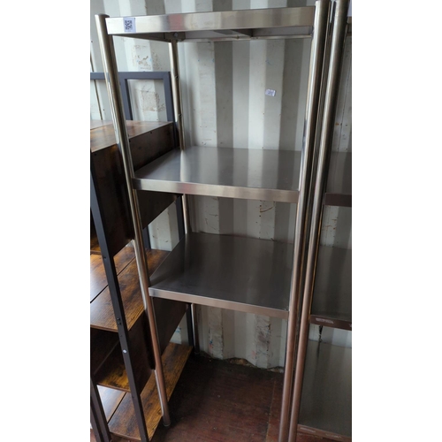 197 - Stainless steel catering 4 tier shelf unit. W61cm D50cm H180cm