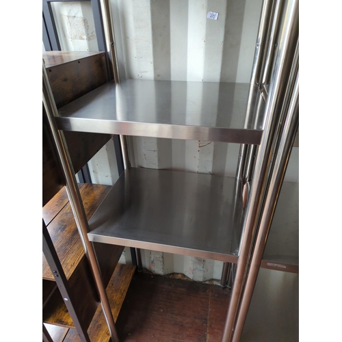 197 - Stainless steel catering 4 tier shelf unit. W61cm D50cm H180cm