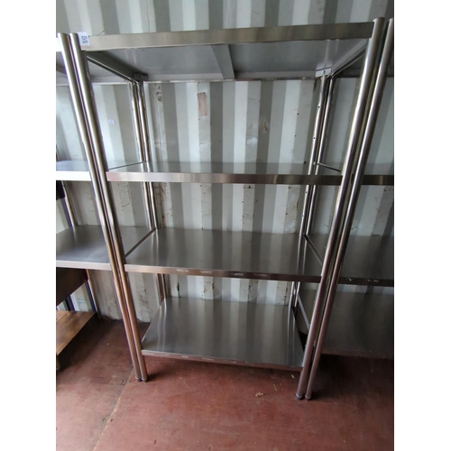 198 - Stainless steel 4 tier catering shelf unit. W100cm D50cm H180cm