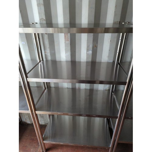 198 - Stainless steel 4 tier catering shelf unit. W100cm D50cm H180cm